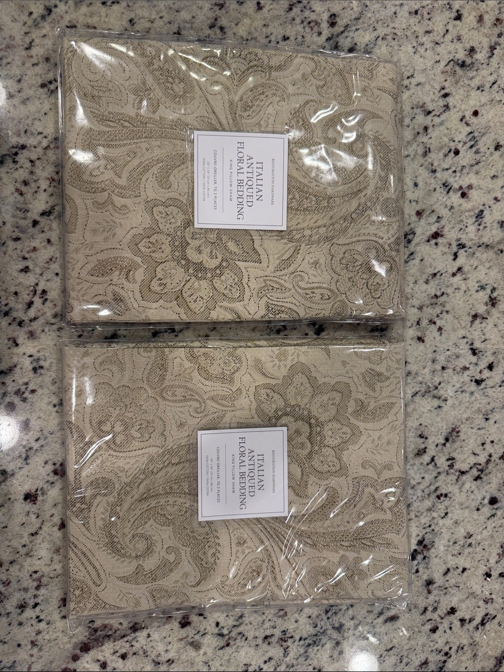 Restoration Hardware Beige Paisley Floral Bedding Shams